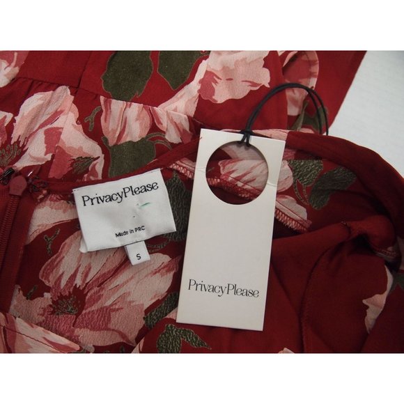 NWT Privacy Please Womens Allard Dress S Red Floral Tie Front Cut Out Midi - Picture 9 of 10
